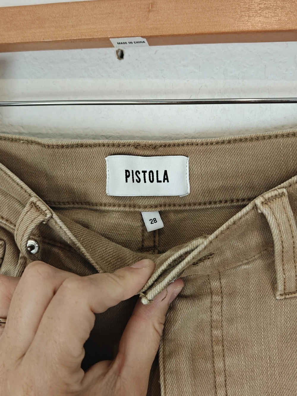 Pistola “Lennon” Mink Snow Cropped Jeans – Neutral Chic High Rise Denim Size 28 - Picture 11 of 16